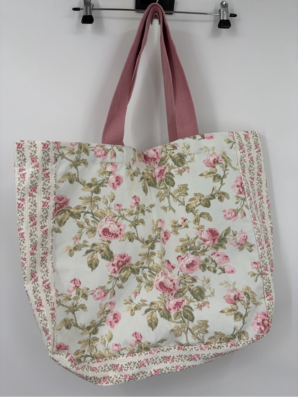 Laura Ashley Pink & Cream Rose-Print Canvas Tote - Picture 5 of 7
